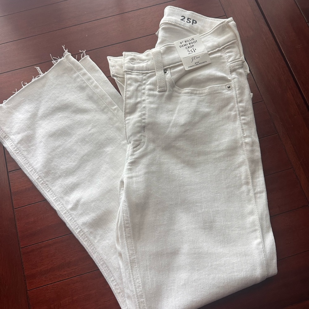 J. Crew White Demi Boot Crop Jeans
